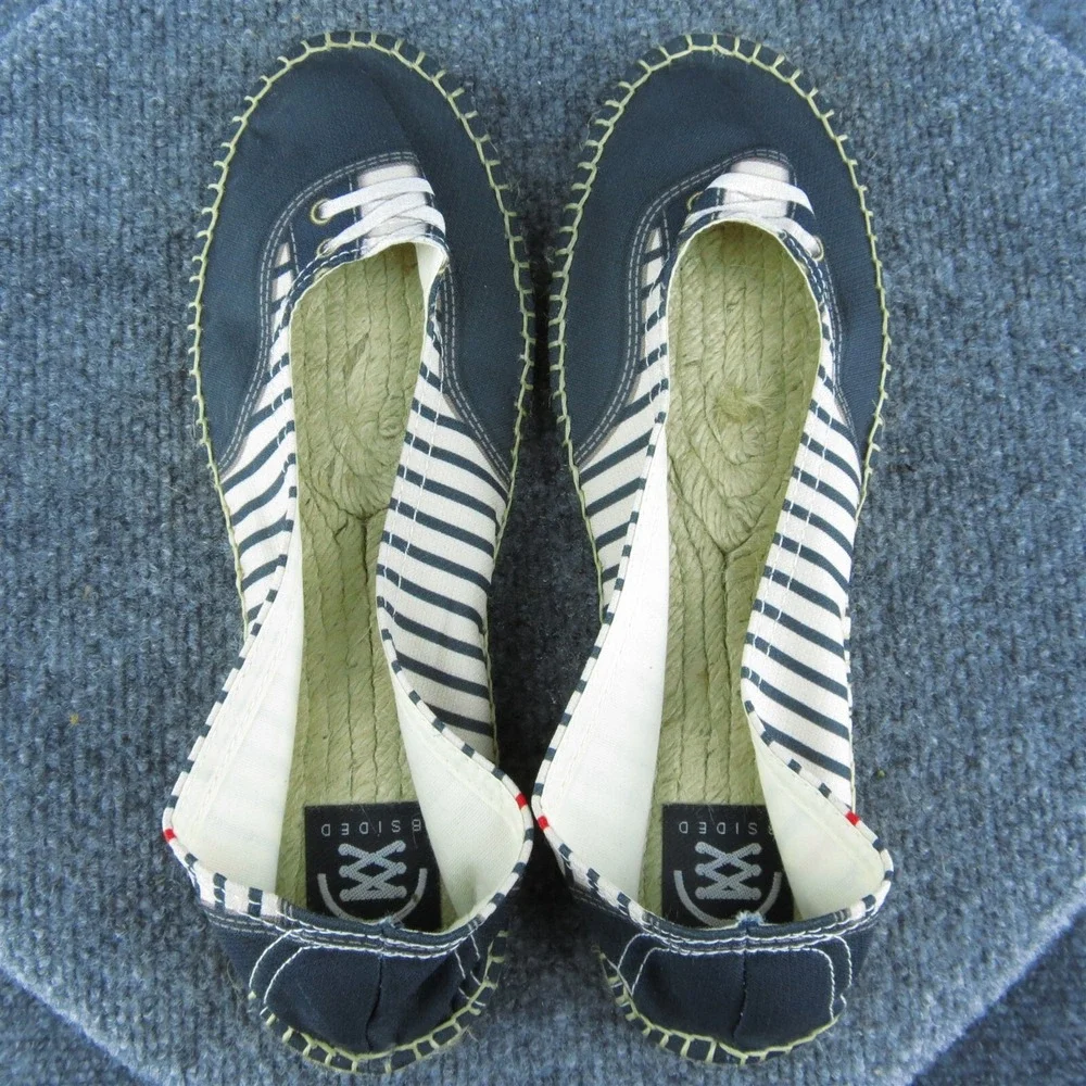 Bsided Women Flat Shoes Espadrille Size 41 Summer Slip On Blue‎ White Striped